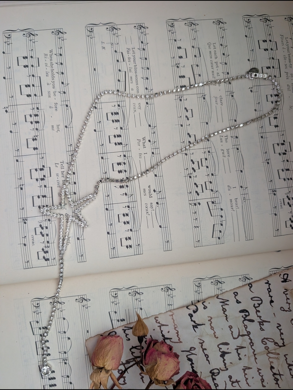 Silver Star Lariat Necklace - Sparkling Rhodium-Plated Y Drop Simon Chang - Picture 10 of 11